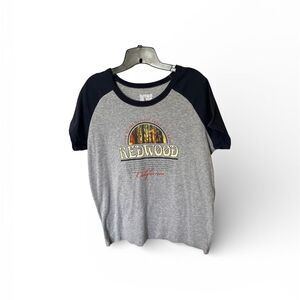 Threads on 9th Redwoods Graphic Gray Blue Ragland Baseball T Shirt Top Size 3X